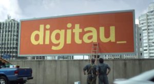 Na imagem, a campanha Digitau, para apresentar as opções online do Banco Itaú.
